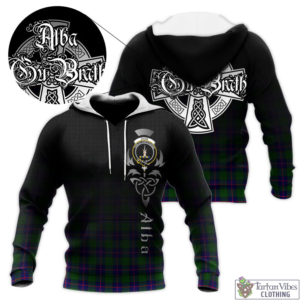 Tartan Vibes Clothing Shaw Modern Tartan Knitted Hoodie Featuring Alba Gu Brath Family Crest Celtic Inspired