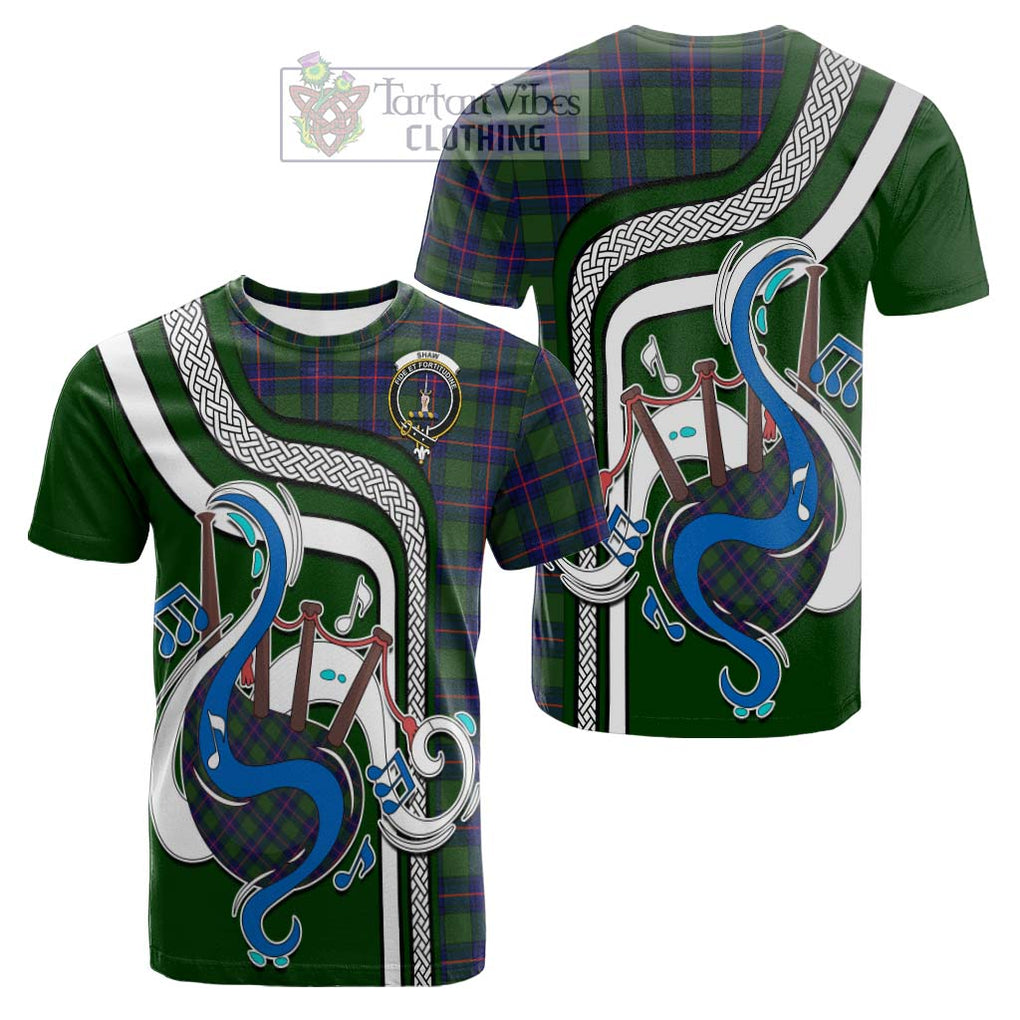 Tartan Vibes Clothing Shaw Modern Tartan Cotton T-shirt with Epic Bagpipe Style