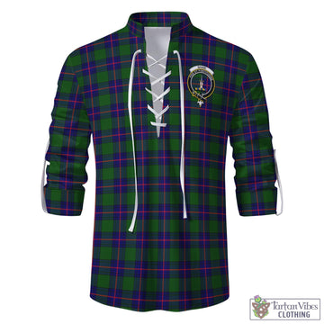 Shaw Modern Tartan Men's Scottish Traditional Jacobite Ghillie Kilt Shirt with Family Crest