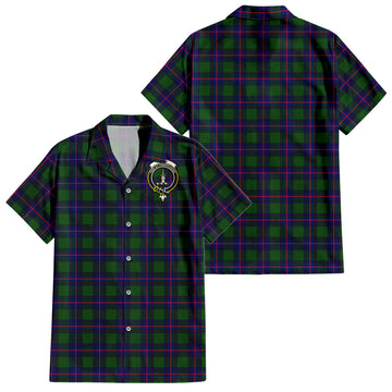 Shaw Modern Tartan Short Sleeve Button Down Shirt with Family Crest