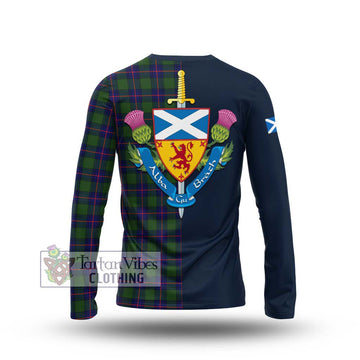 Shaw Modern Tartan Long Sleeve T-Shirt Alba with Scottish Lion Royal Arm Half Style