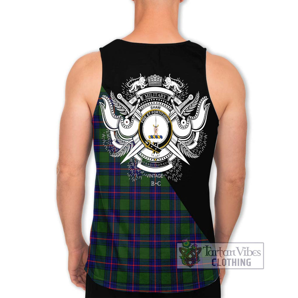 Shaw Modern Tartan Men's Tank Top with Family Crest and Military Logo Style - Tartanvibesclothing Shop