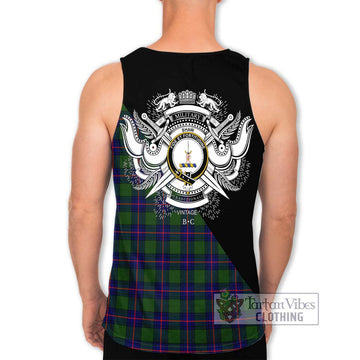 Shaw Modern Tartan Men's Tank Top with Family Crest and Military Logo Style