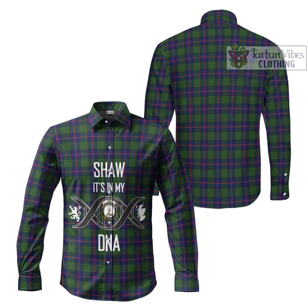 Shaw Modern Tartan Long Sleeve Button Shirt with Family Crest DNA In Me Style Men's Shirt - Tartanvibesclothing Shop