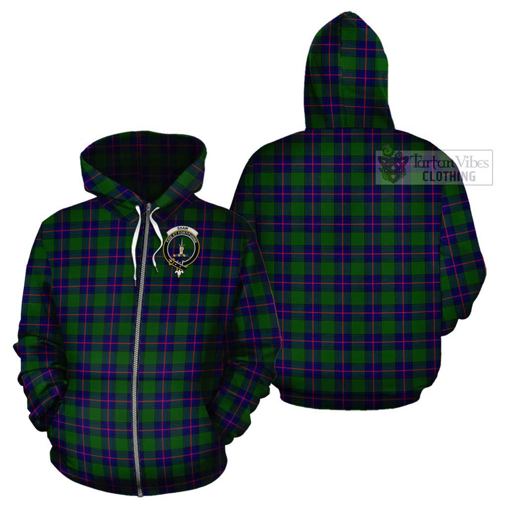 Shaw Modern Tartan Cotton Hoodie with Family Crest Zip Hoodie - Tartan Vibes Clothing