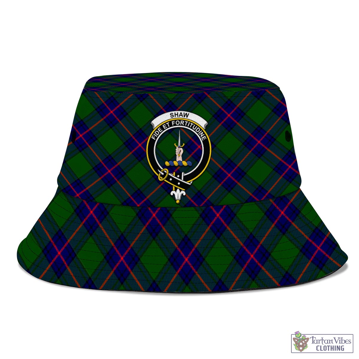 Tartan Vibes Clothing Shaw Modern Tartan Bucket Hat with Family Crest