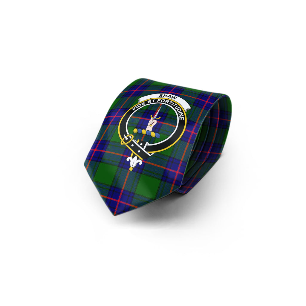 Shaw Modern Tartan Classic Necktie with Family Crest - Tartan Vibes Clothing