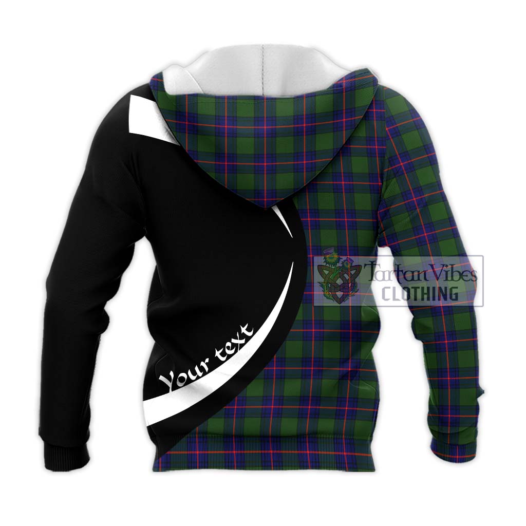 Shaw Modern Tartan Knitted Hoodie with Family Crest Circle Style - Tartan Vibes Clothing