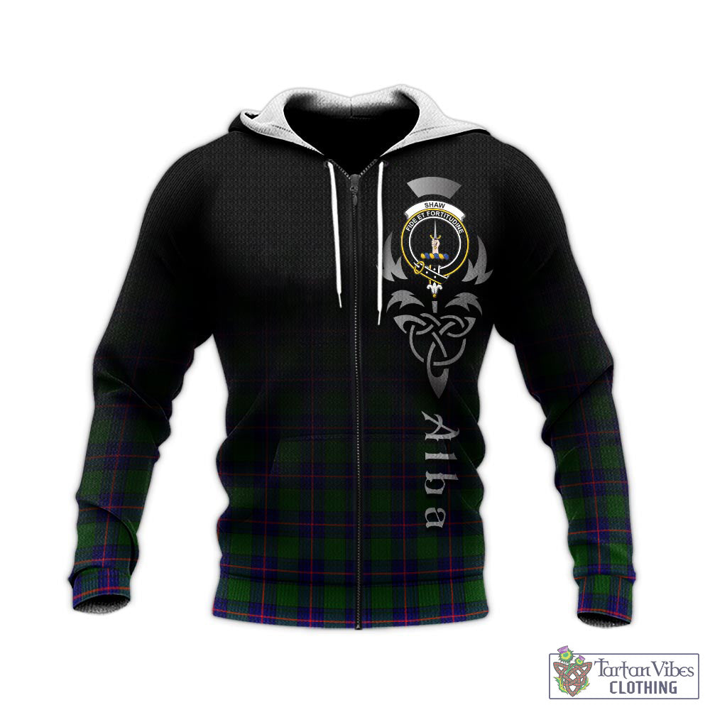 Tartan Vibes Clothing Shaw Modern Tartan Knitted Hoodie Featuring Alba Gu Brath Family Crest Celtic Inspired