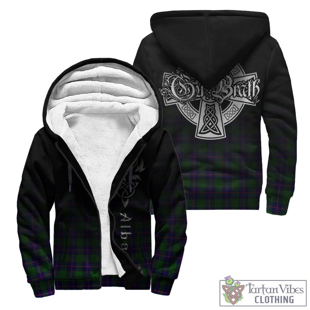 Tartan Vibes Clothing Shaw Modern Tartan Sherpa Hoodie Featuring Alba Gu Brath Family Crest Celtic Inspired