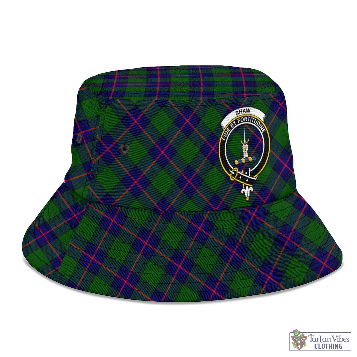 Tartan Vibes Clothing Shaw Modern Tartan Bucket Hat with Family Crest