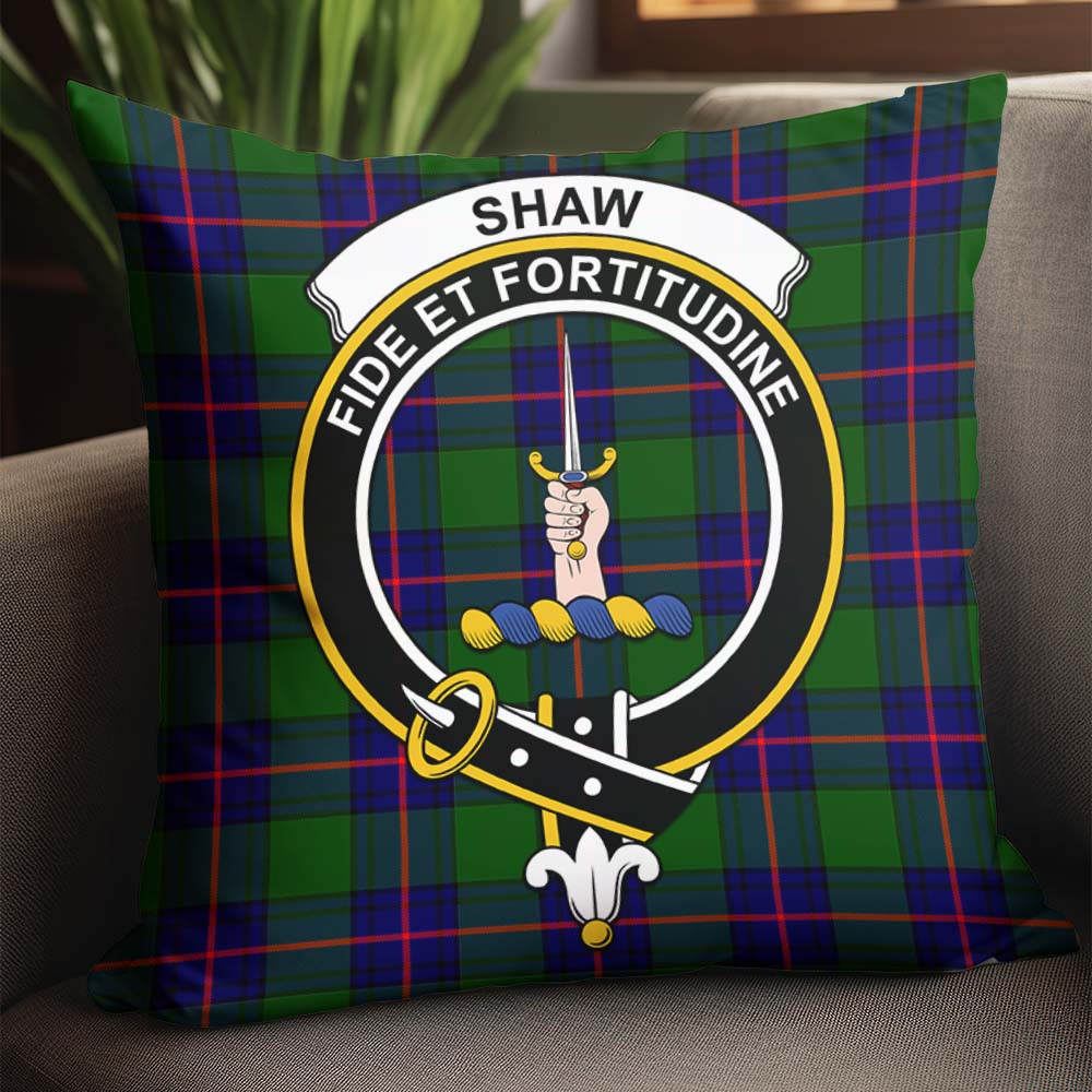 Shaw Modern Tartan Pillow Cover with Family Crest - Tartanvibesclothing