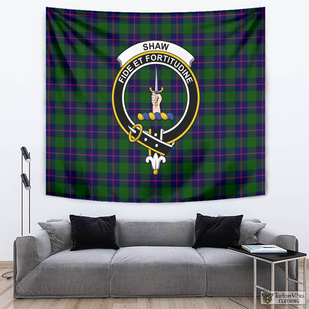 Tartan Vibes Clothing Shaw Modern Tartan Tapestry Wall Hanging and Home Decor for Room with Family Crest