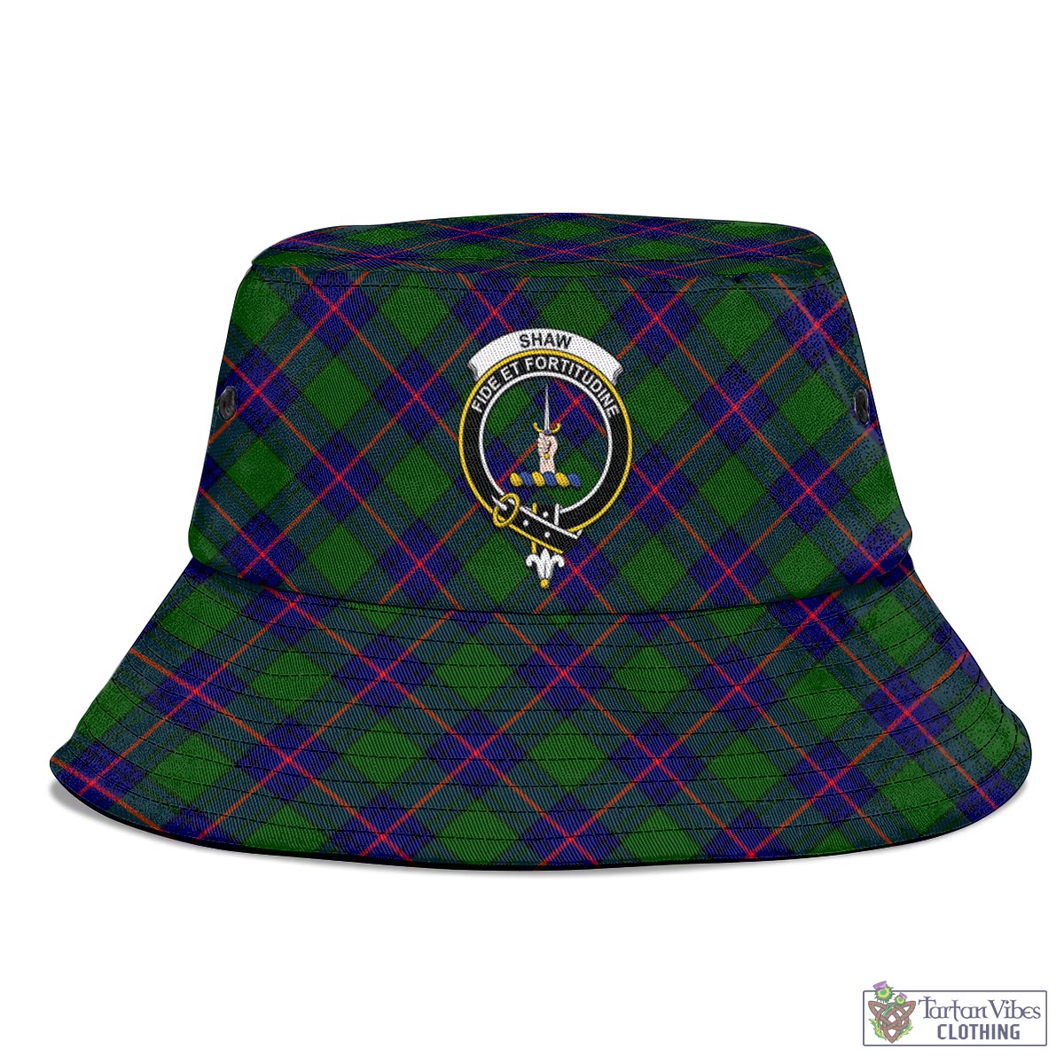 Tartan Vibes Clothing Shaw Modern Tartan Bucket Hat with Family Crest