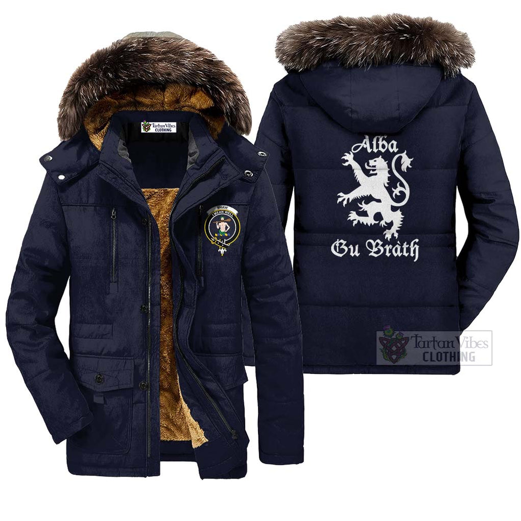 Shaw of Sauchie Family Crest Parka Jacket Lion Rampant Alba Gu Brath Style Navy Blue Unisex - 2D-tartanvibesclothing