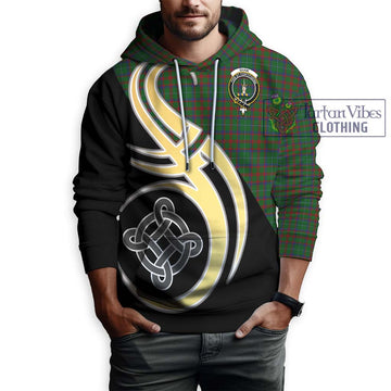 Shaw of Tordarroch Green Hunting Tartan Hoodie with Family Crest and Celtic Symbol Style