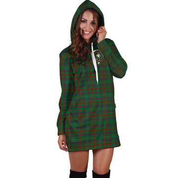 Shaw of Tordarroch Green Hunting Tartan Hoodie Dress with Family Crest