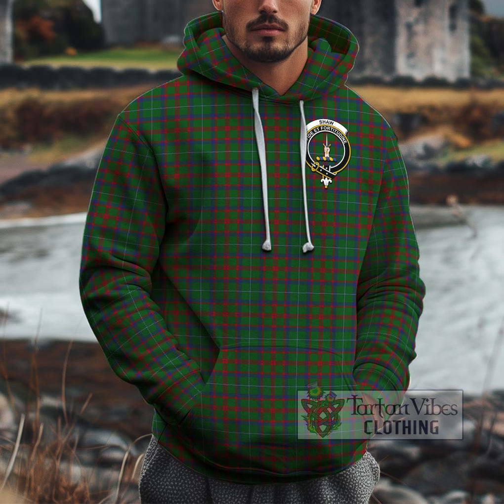 Shaw of Tordarroch Green Hunting Tartan Cotton Hoodie with Family Crest Pullover Hoodie XS - Tartan Vibes Clothing