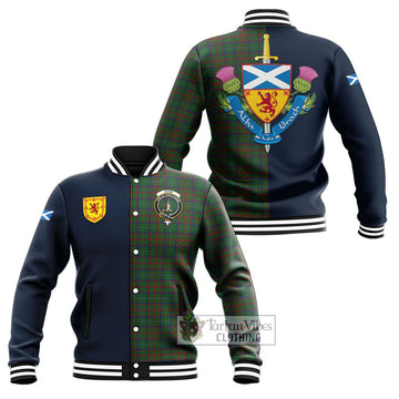 Shaw of Tordarroch Green Hunting Tartan Baseball Jacket Alba with Scottish Lion Royal Arm Half Style