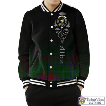 Shaw of Tordarroch Green Hunting Tartan Baseball Jacket Featuring Alba Gu Brath Family Crest Celtic Inspired