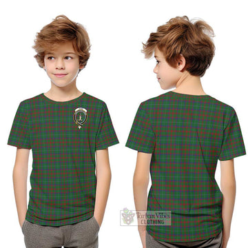 Shaw of Tordarroch Green Hunting Tartan Kid T-Shirt with Family Crest