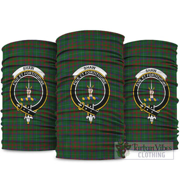 Shaw of Tordarroch Green Hunting Tartan Neck Gaiters, Tartan Bandanas, Tartan Head Band with Family Crest