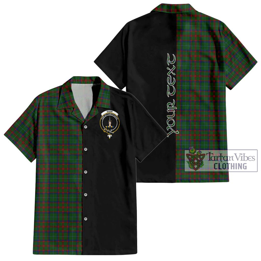 Shaw of Tordarroch Green Hunting Tartan Short Sleeve Button Shirt with Family Crest and Half Of Me Style Kid - Tartanvibesclothing Shop