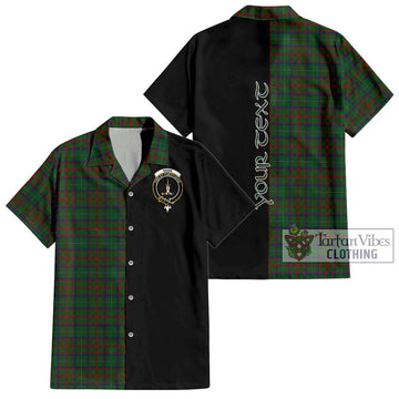 Shaw of Tordarroch Green Hunting Tartan Short Sleeve Button Shirt with Family Crest and Half Of Me Style