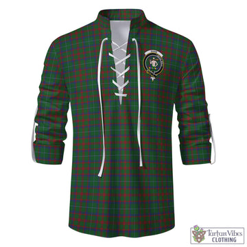 Shaw of Tordarroch Green Hunting Tartan Men's Scottish Traditional Jacobite Ghillie Kilt Shirt with Family Crest