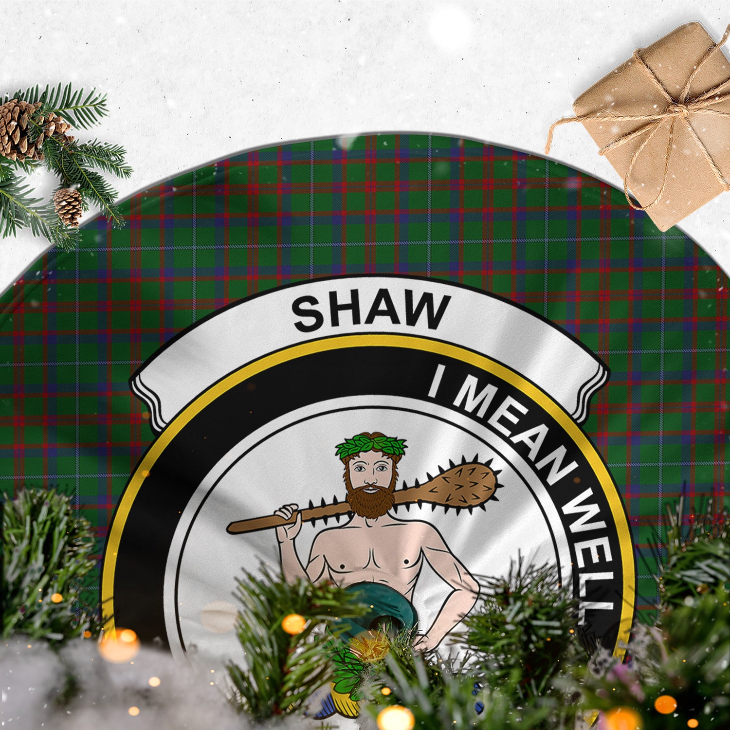 shaw-of-tordarroch-green-hunting-tartan-christmas-tree-skirt-with-family-crest