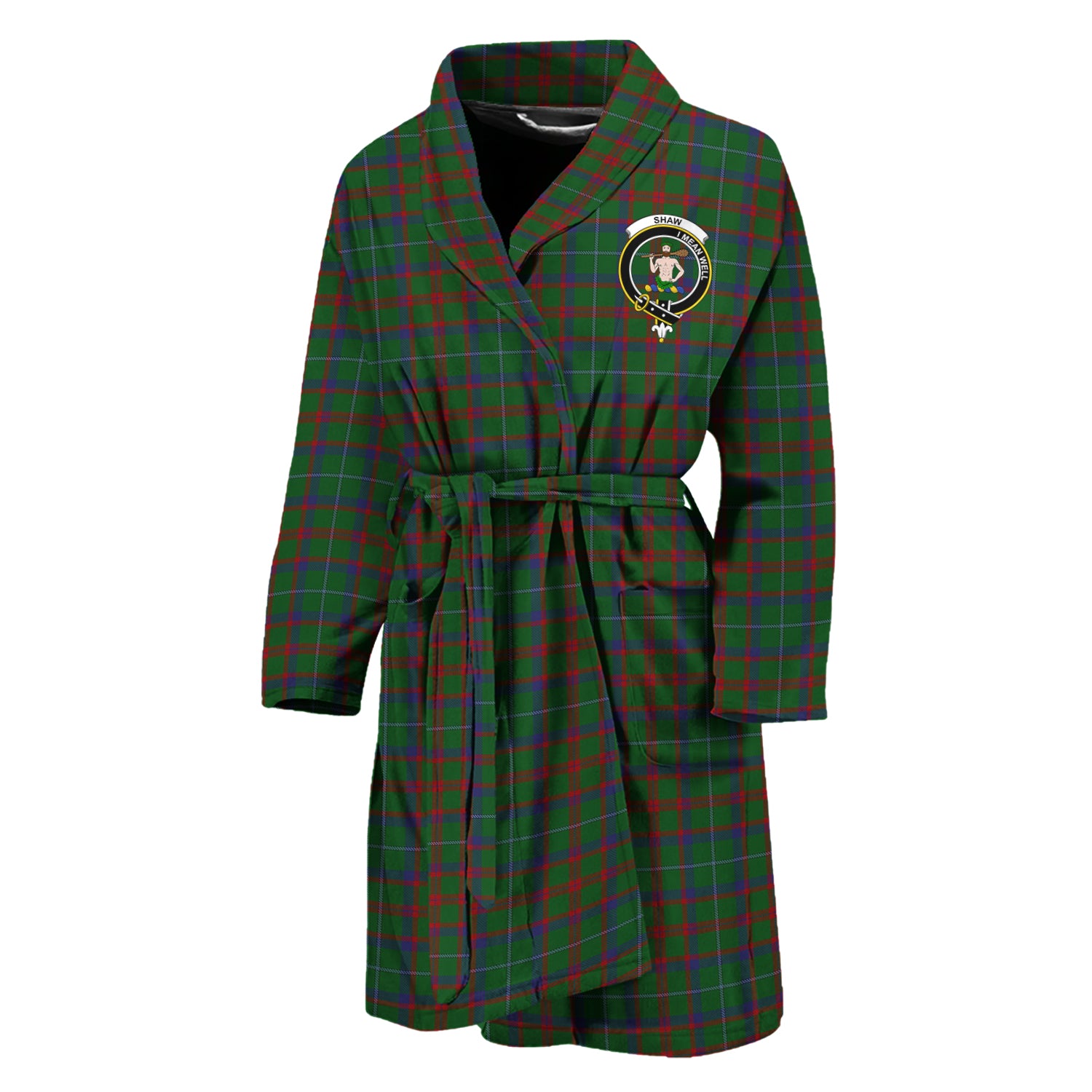 Shaw of Tordarroch Green Hunting Tartan Bathrobe with Family Crest Unisex M - Tartan Vibes Clothing