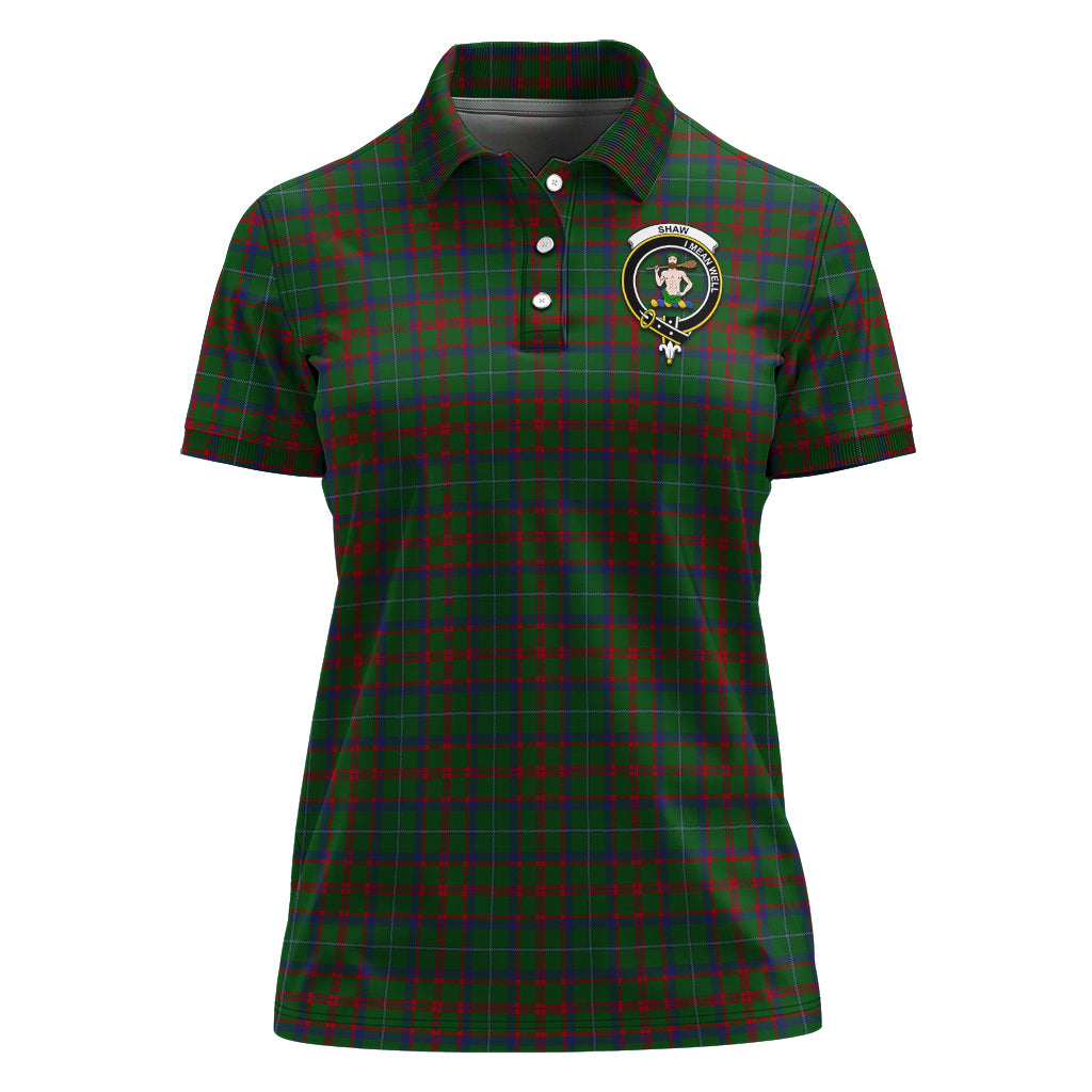 Shaw of Tordarroch Green Hunting Tartan Polo Shirt with Family Crest For Women - Tartan Vibes Clothing