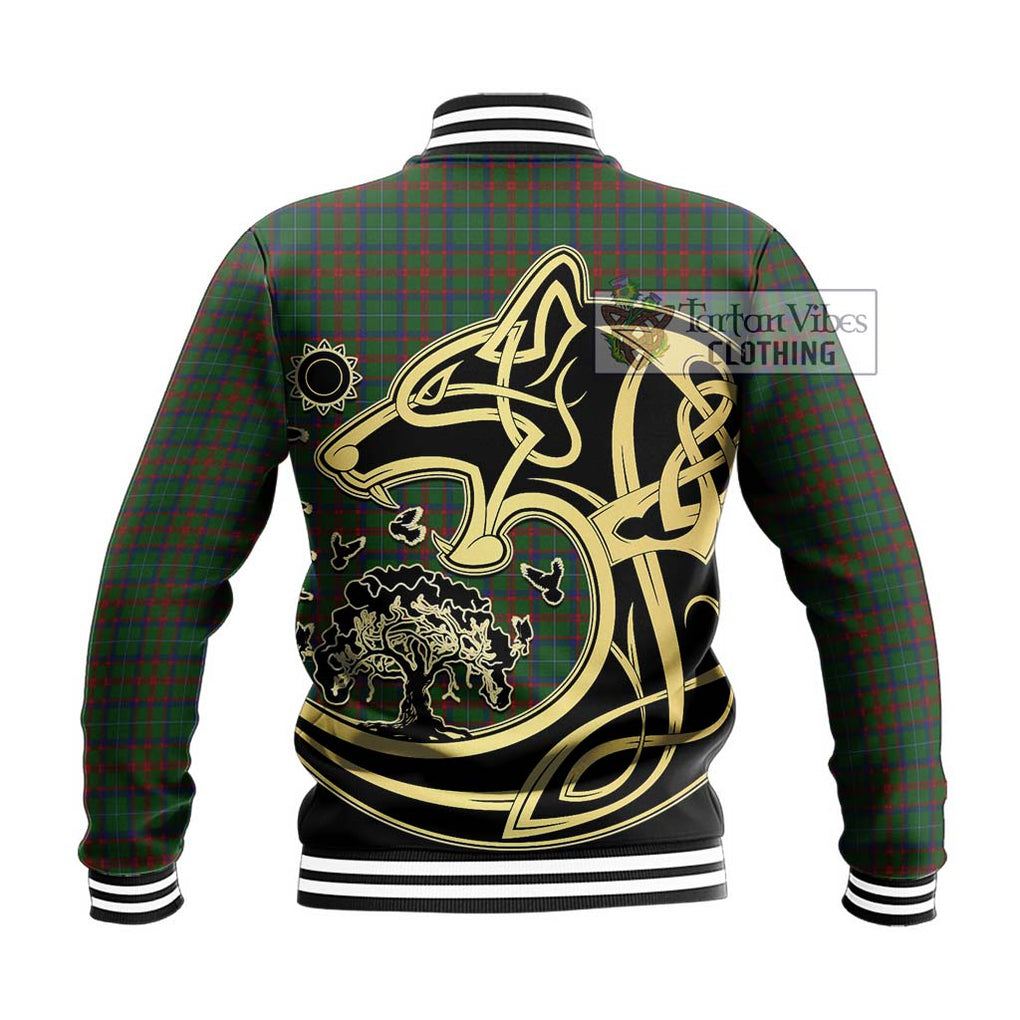 Shaw of Tordarroch Green Hunting Tartan Baseball Jacket with Family Crest Celtic Wolf Style - Tartan Vibes Clothing