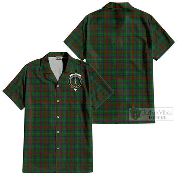 Shaw of Tordarroch Green Hunting Tartan Cotton Hawaiian Shirt with Family Crest