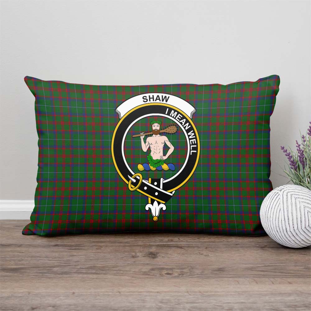 Shaw of Tordarroch Green Hunting Tartan Pillow Cover with Family Crest Rectangle Pillow Cover - Tartanvibesclothing