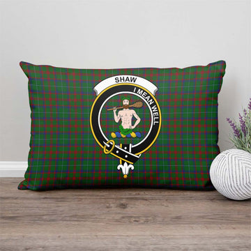 Shaw of Tordarroch Green Hunting Tartan Pillow Cover with Family Crest