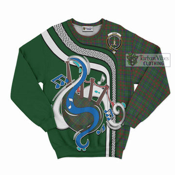 Shaw of Tordarroch Green Hunting Tartan Sweatshirt with Epic Bagpipe Style