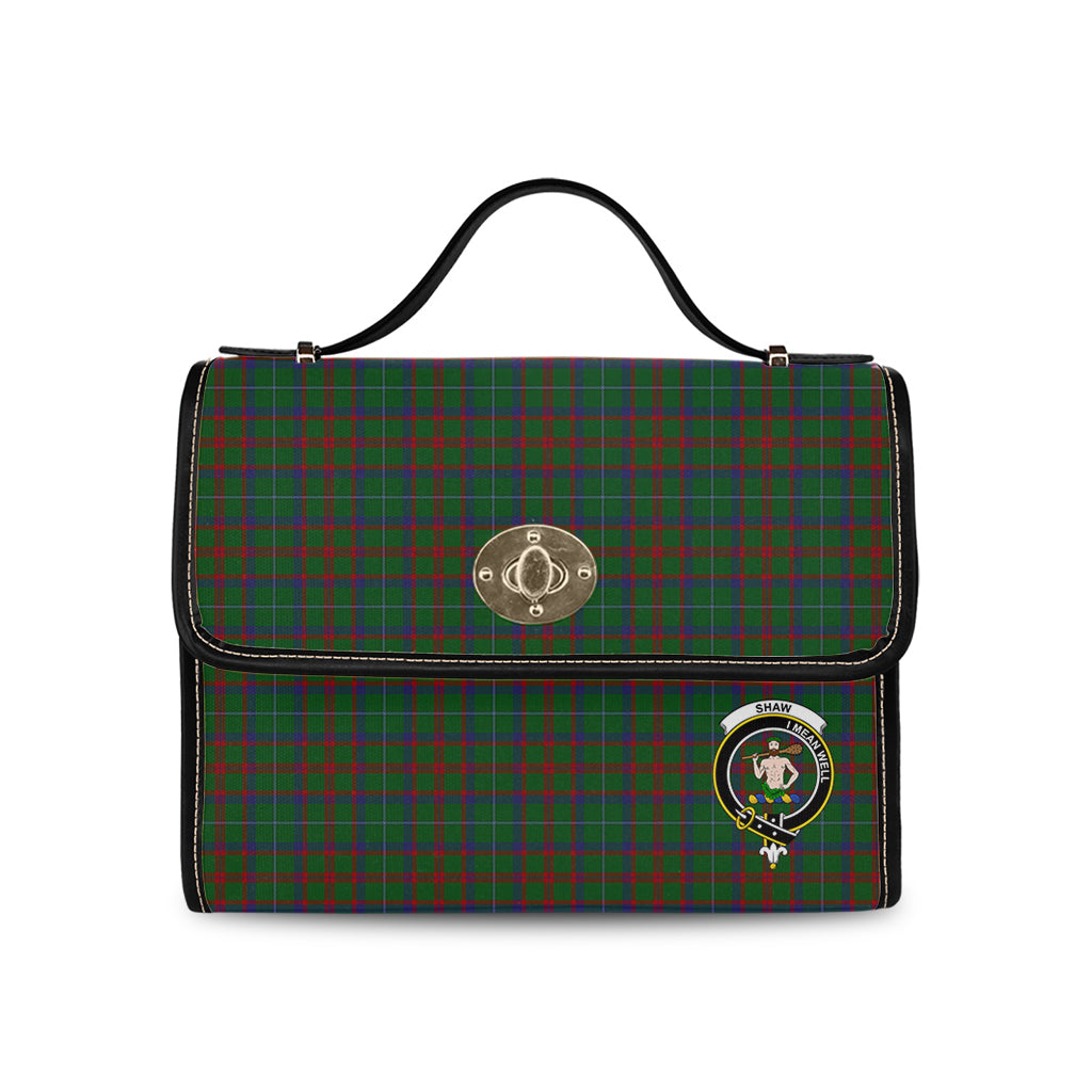 shaw-of-tordarroch-green-hunting-tartan-leather-strap-waterproof-canvas-bag-with-family-crest