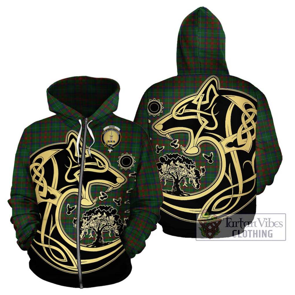 Shaw of Tordarroch Green Hunting Tartan Hoodie with Family Crest Celtic Wolf Style - Tartan Vibes Clothing