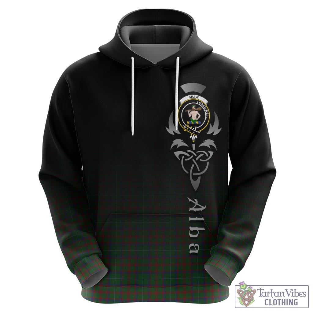 Tartan Vibes Clothing Shaw of Tordarroch Green Hunting Tartan Hoodie Featuring Alba Gu Brath Family Crest Celtic Inspired