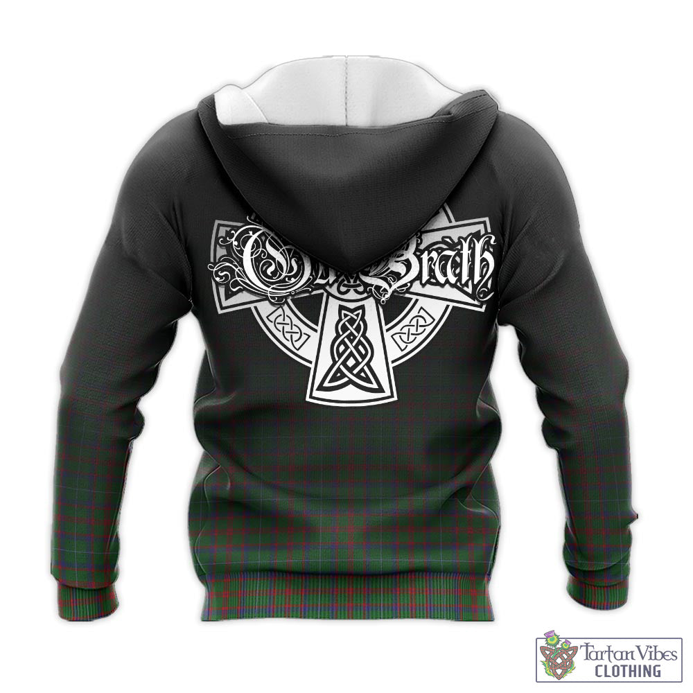 Tartan Vibes Clothing Shaw of Tordarroch Green Hunting Tartan Knitted Hoodie Featuring Alba Gu Brath Family Crest Celtic Inspired