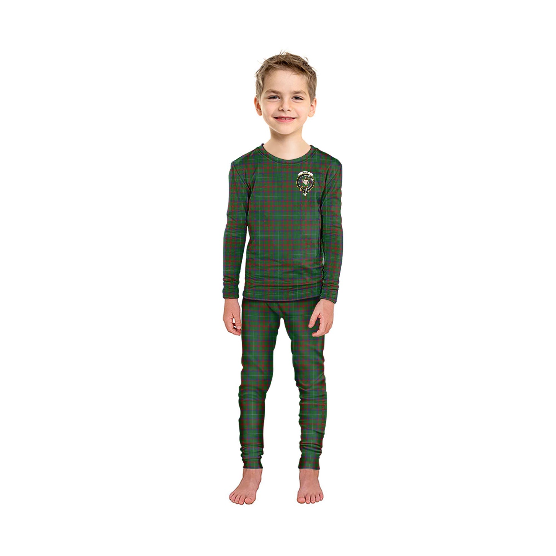 Shaw of Tordarroch Green Hunting Tartan Pajamas Family Set with Family Crest - Tartanvibesclothing