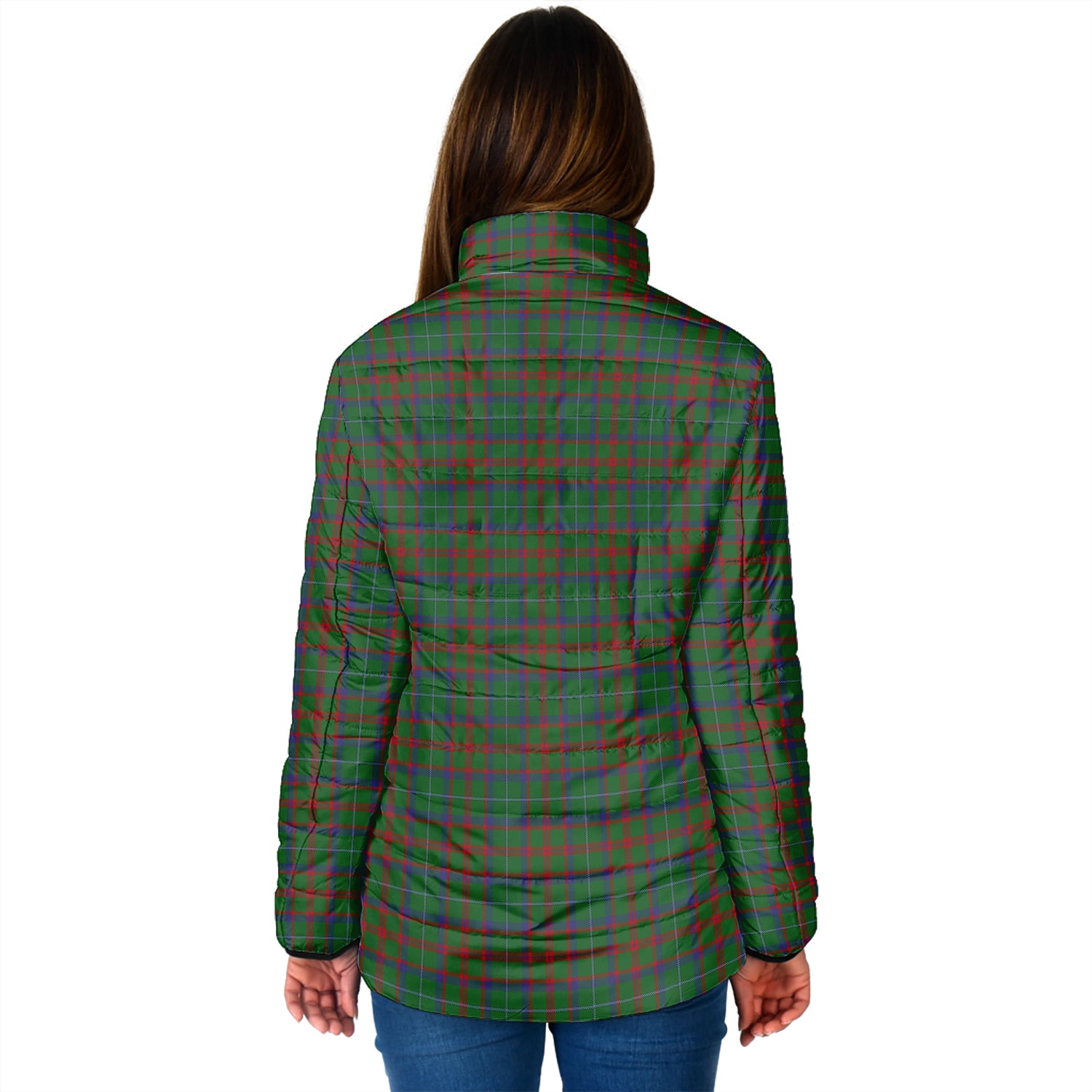 Shaw of Tordarroch Green Hunting Tartan Padded Jacket with Family Crest - Tartan Vibes Clothing