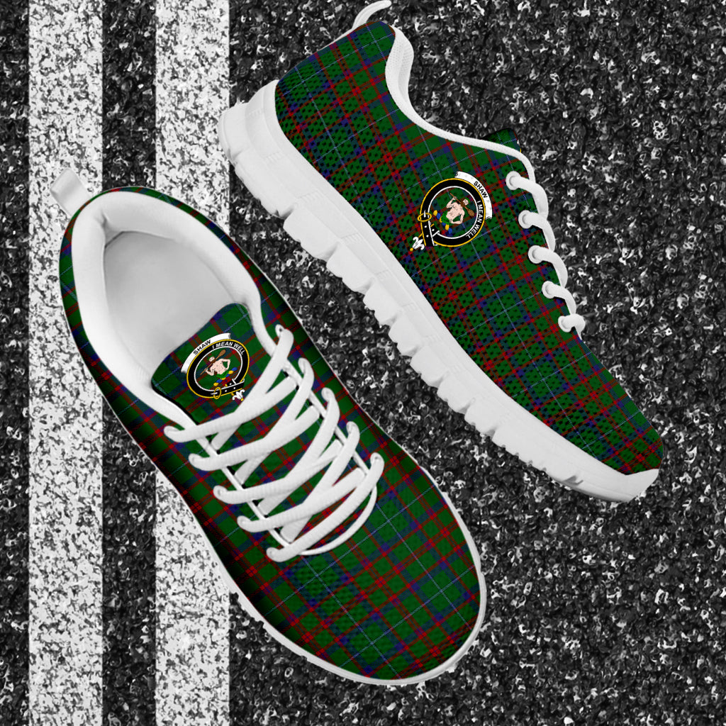 shaw-of-tordarroch-green-hunting-tartan-sneakers-with-family-crest