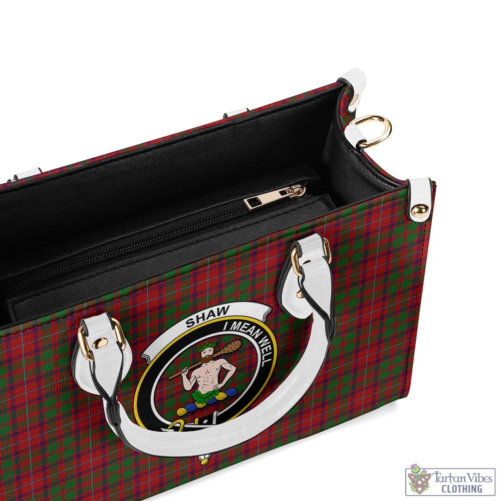 Tartan Vibes Clothing Shaw of Tordarroch Red Dress Tartan Luxury Leather Handbags with Family Crest