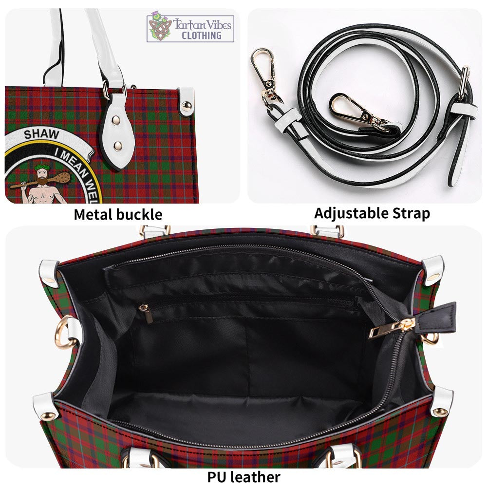 Tartan Vibes Clothing Shaw of Tordarroch Red Dress Tartan Luxury Leather Handbags with Family Crest