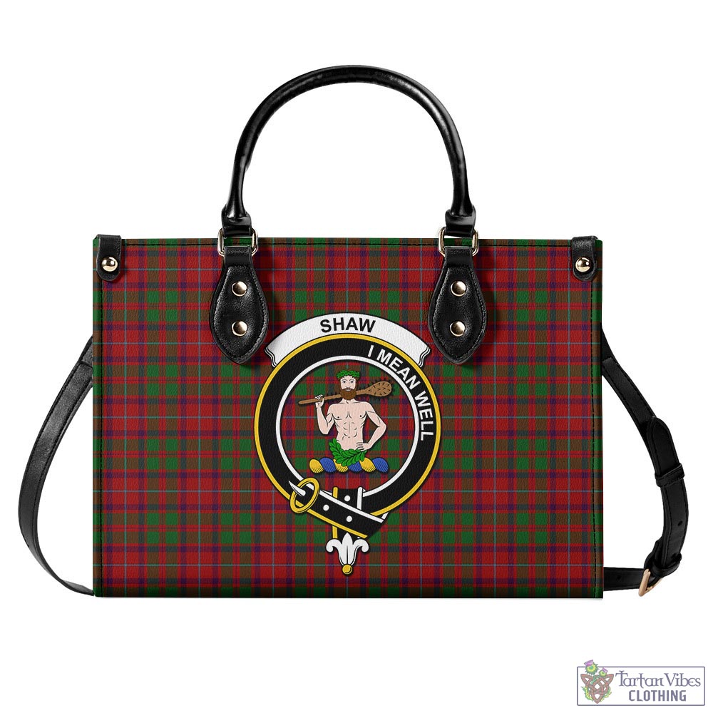 Tartan Vibes Clothing Shaw of Tordarroch Red Dress Tartan Luxury Leather Handbags with Family Crest