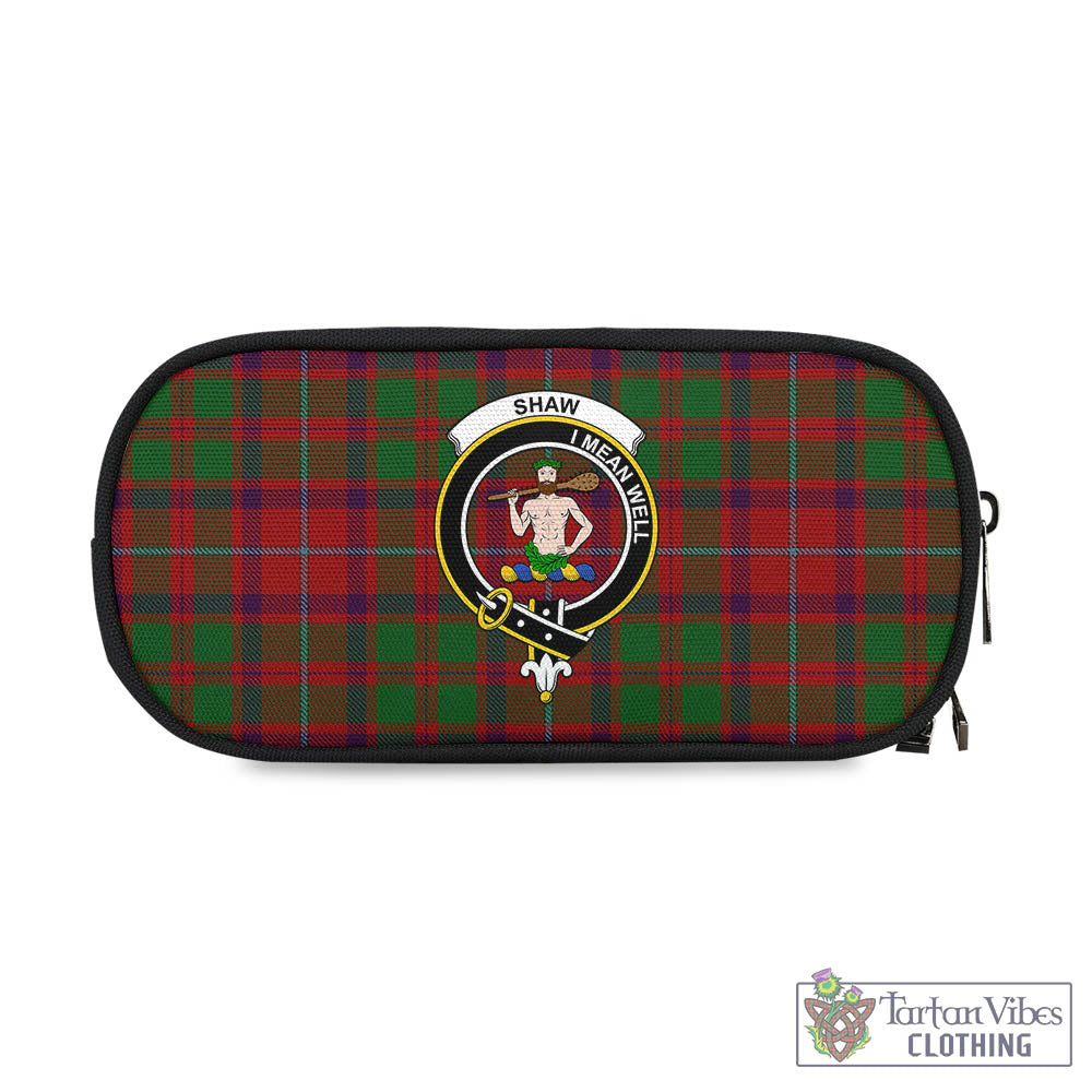 Tartan Vibes Clothing Shaw of Tordarroch Red Dress Tartan Pen and Pencil Case with Family Crest