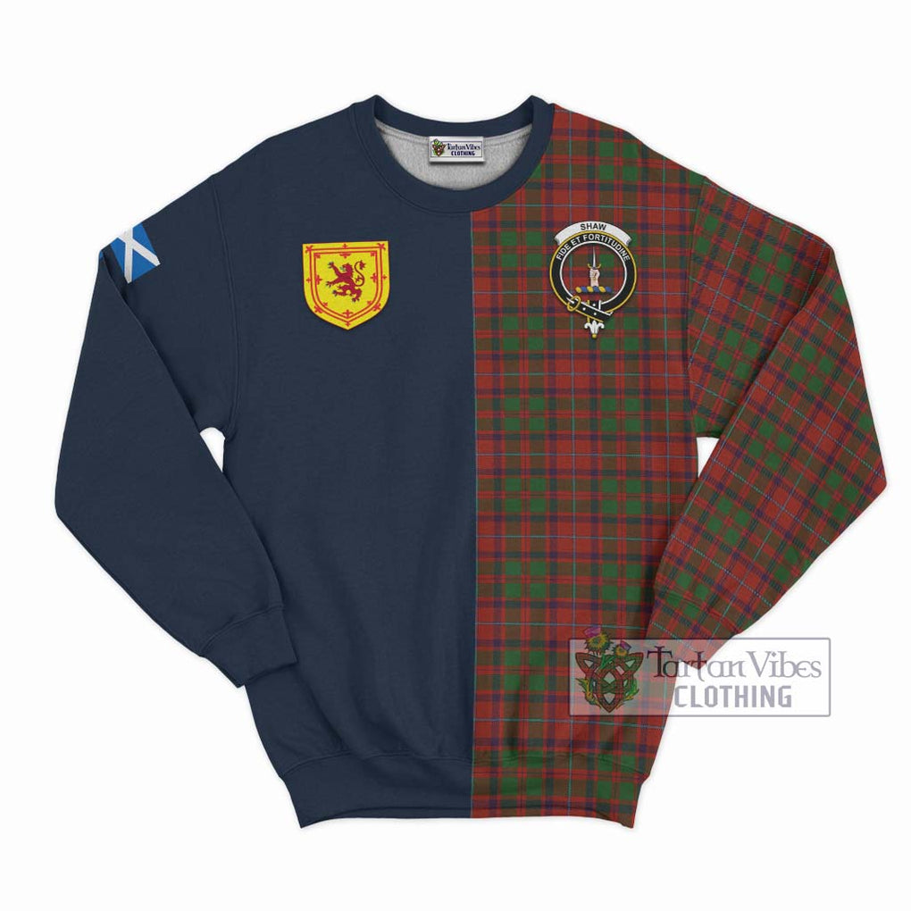 Tartan Vibes Clothing Shaw of Tordarroch Red Dress Tartan Sweatshirt with Scottish Lion Royal Arm Half Style