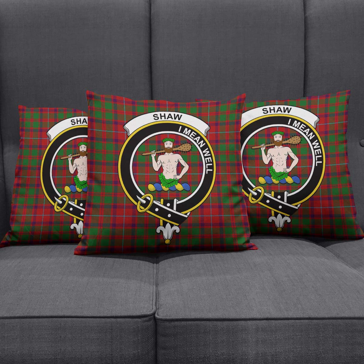 Shaw of Tordarroch Red Dress Tartan Pillow Cover with Family Crest Square Pillow Cover - Tartanvibesclothing